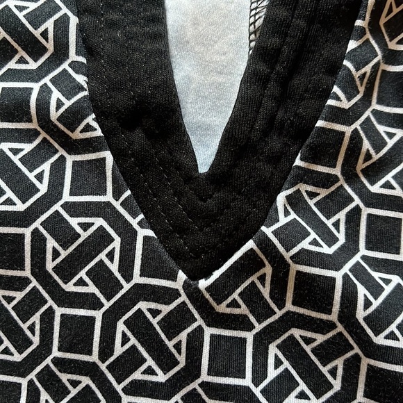 New York & Company Dress Black & White Geometric Cotton Print midi sz S - Picture 11 of 12